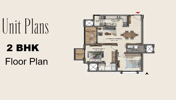 Brigade Iria Devora 2 BHK Floor Plan